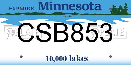 CSB853 Minnesota License Plate