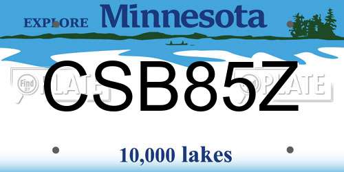 CSB85Z Minnesota License Plate