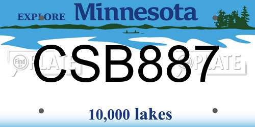 CSB887 Minnesota License Plate