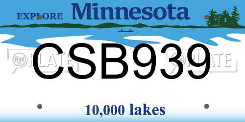 CSB939 Minnesota License Plate