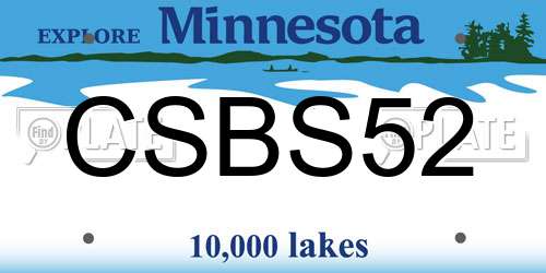 CSBS52 Minnesota License Plate