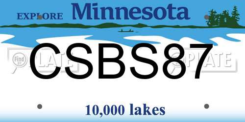 CSBS87 Minnesota License Plate