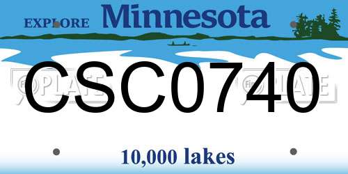 CSC0740 Minnesota License Plate