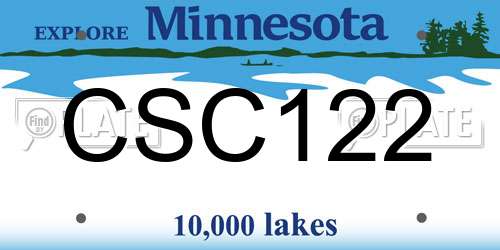 CSC122 Minnesota License Plate