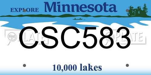 CSC583 Minnesota License Plate