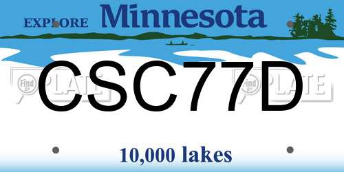 CSC77D Minnesota License Plate