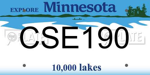 CSE190 Minnesota License Plate