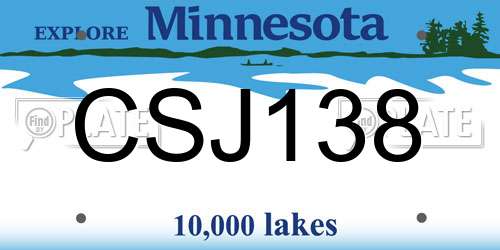 CSJ138 Minnesota License Plate