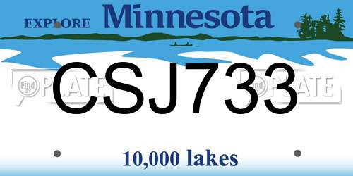 CSJ733 Minnesota License Plate