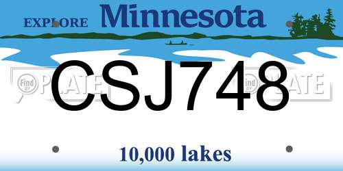 CSJ748 Minnesota License Plate