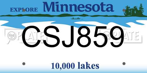 CSJ859 Minnesota License Plate