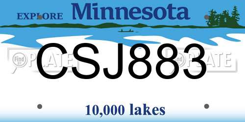 CSJ883 Minnesota License Plate