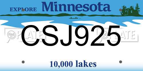 CSJ925 Minnesota License Plate