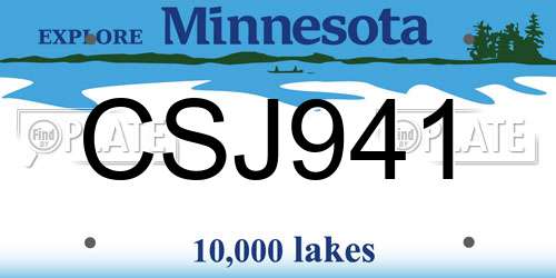 CSJ941 Minnesota License Plate