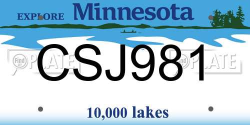 CSJ981 Minnesota License Plate