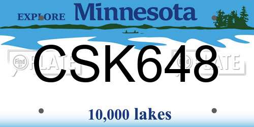CSK648 Minnesota License Plate
