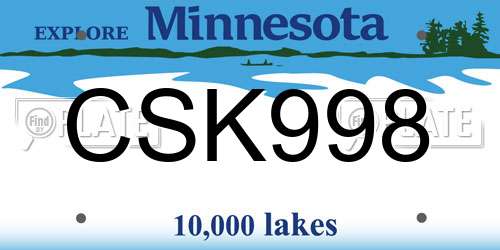 CSK998 Minnesota License Plate
