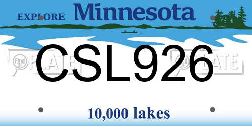 CSL926 Minnesota License Plate