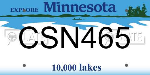 CSN465 Minnesota License Plate