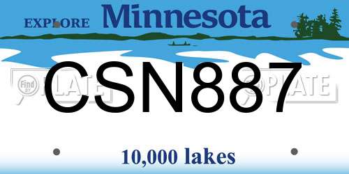CSN887 Minnesota License Plate