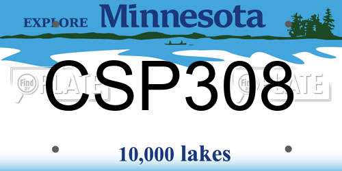 CSP308 Minnesota License Plate