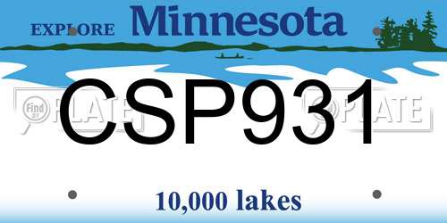 CSP931 Minnesota License Plate