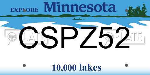 CSPZ52 Minnesota License Plate