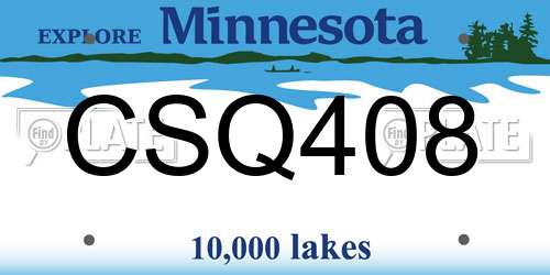 CSQ408 Minnesota License Plate