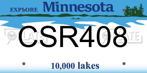 CSR408 Minnesota License Plate