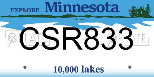 CSR833 Minnesota License Plate