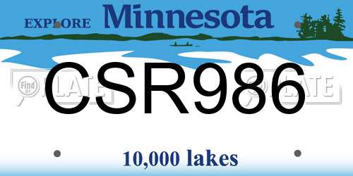 CSR986 Minnesota License Plate