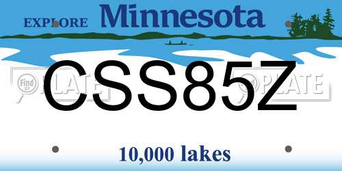 CSS85Z Minnesota License Plate