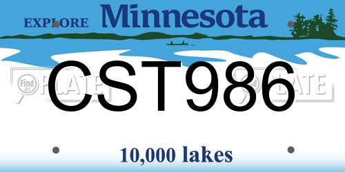 CST986 Minnesota License Plate
