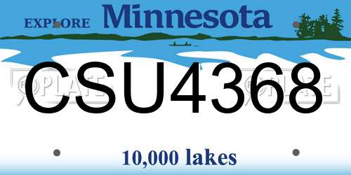 CSU4368 Minnesota License Plate
