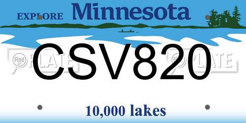 CSV820 Minnesota License Plate