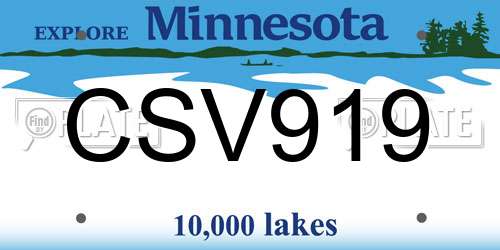 CSV919 Minnesota License Plate
