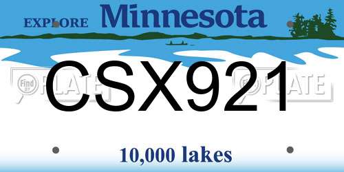CSX921 Minnesota License Plate