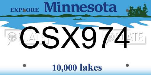 CSX974 Minnesota License Plate