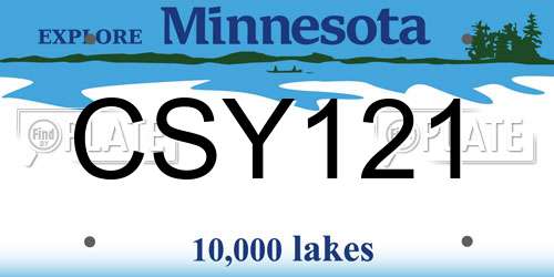 CSY121 Minnesota License Plate