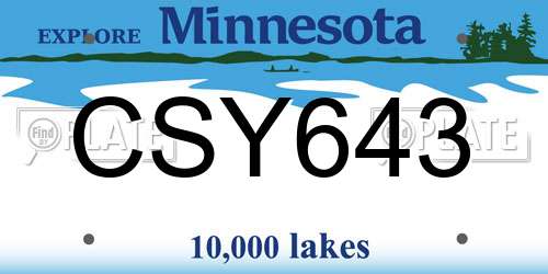 CSY643 Minnesota License Plate