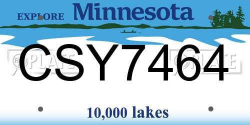 CSY7464 Minnesota License Plate
