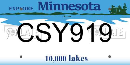 CSY919 Minnesota License Plate