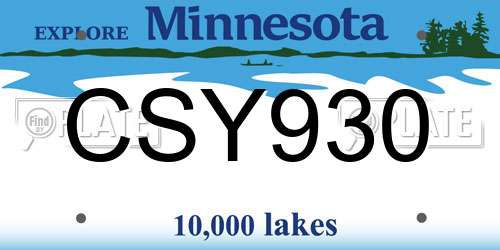 CSY930 Minnesota License Plate