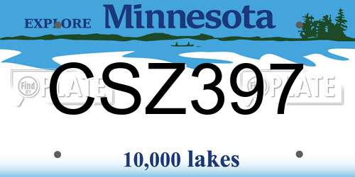 CSZ397 Minnesota License Plate