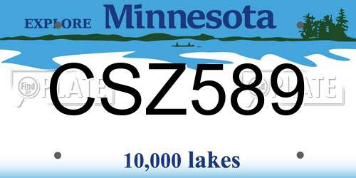 CSZ589 Minnesota License Plate