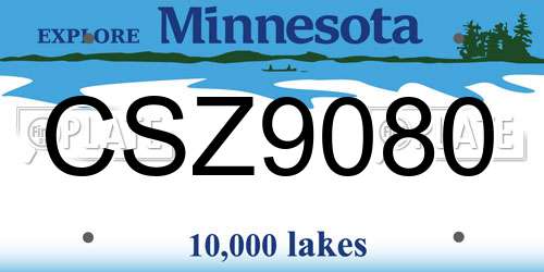 CSZ9080 Minnesota License Plate