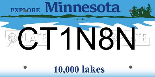 CT1N8N Minnesota License Plate
