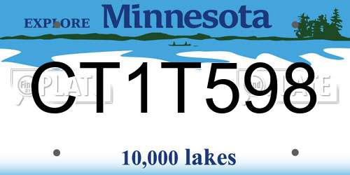 CT1T598 Minnesota License Plate