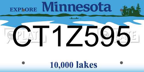 CT1Z595 Minnesota License Plate