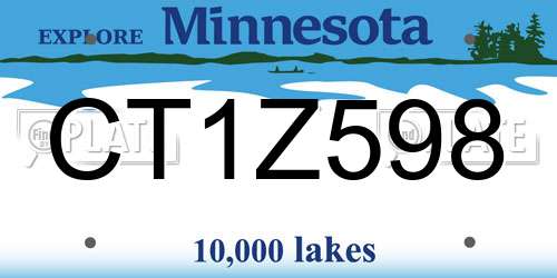 CT1Z598 Minnesota License Plate